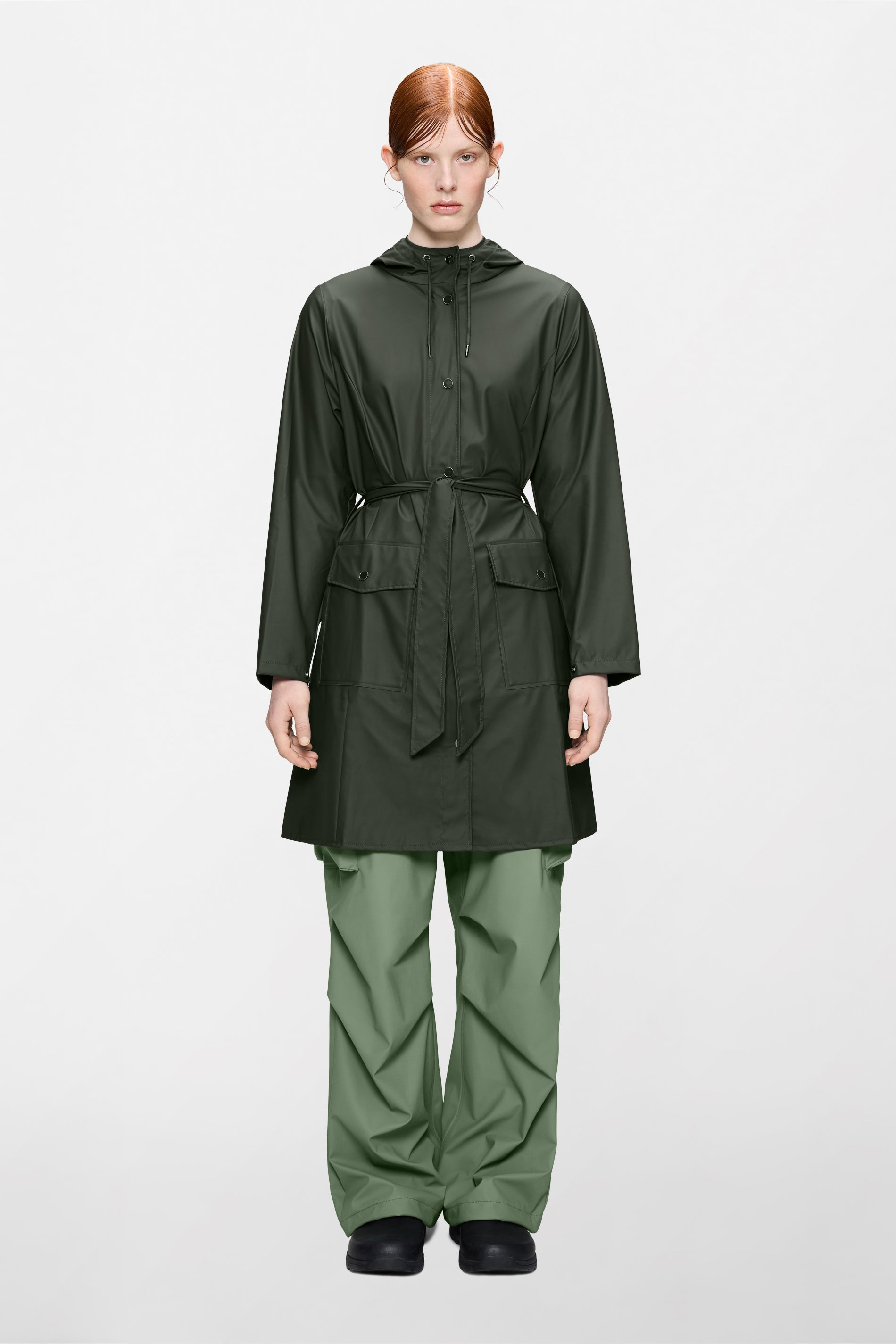 RAINS Curve Long Jacket
Green Jacket