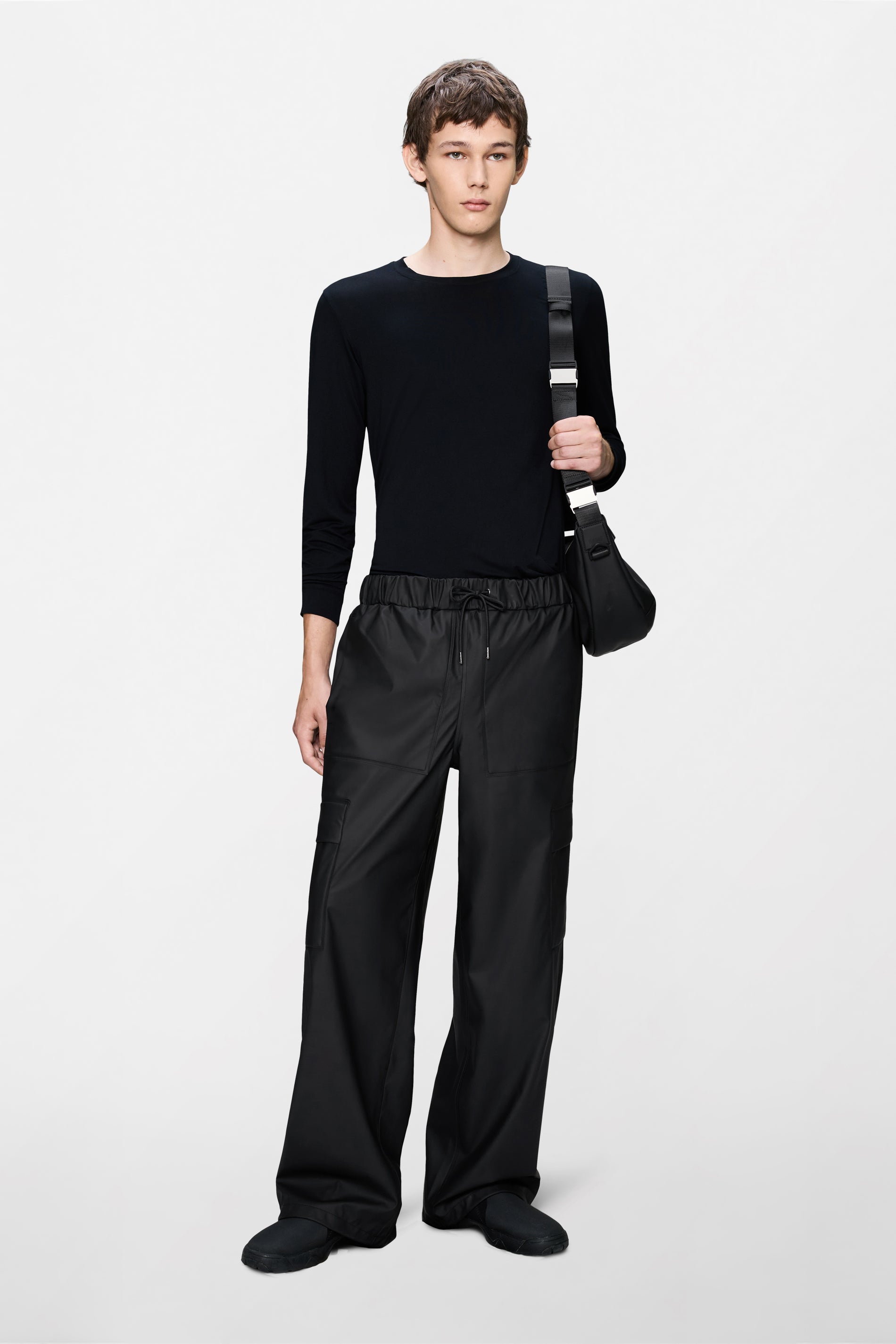 RAINS Cargo Rain Pants Wide Black Pants