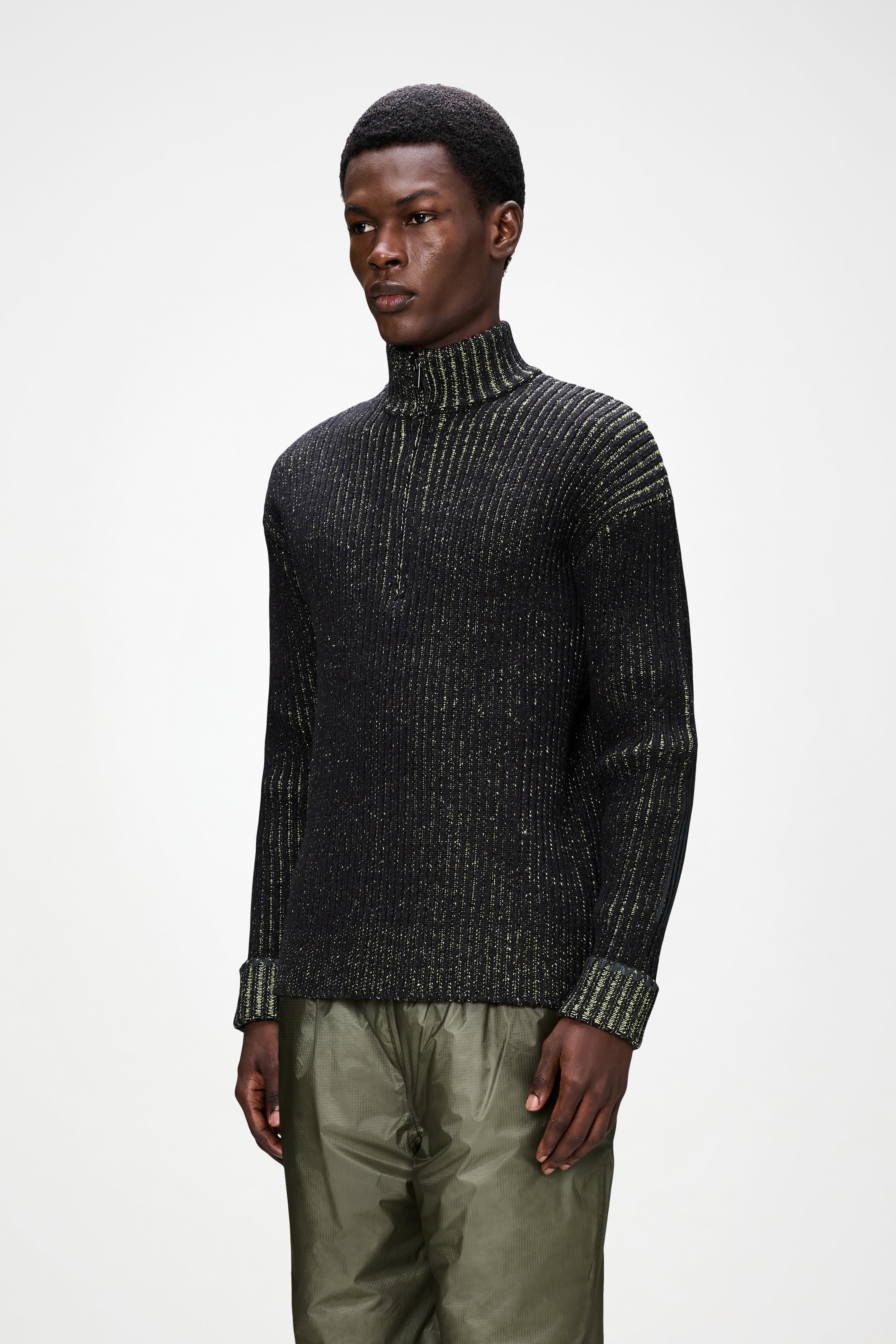 RAINS Sapa Half Zip Knit Black/Acid Long Sleeve