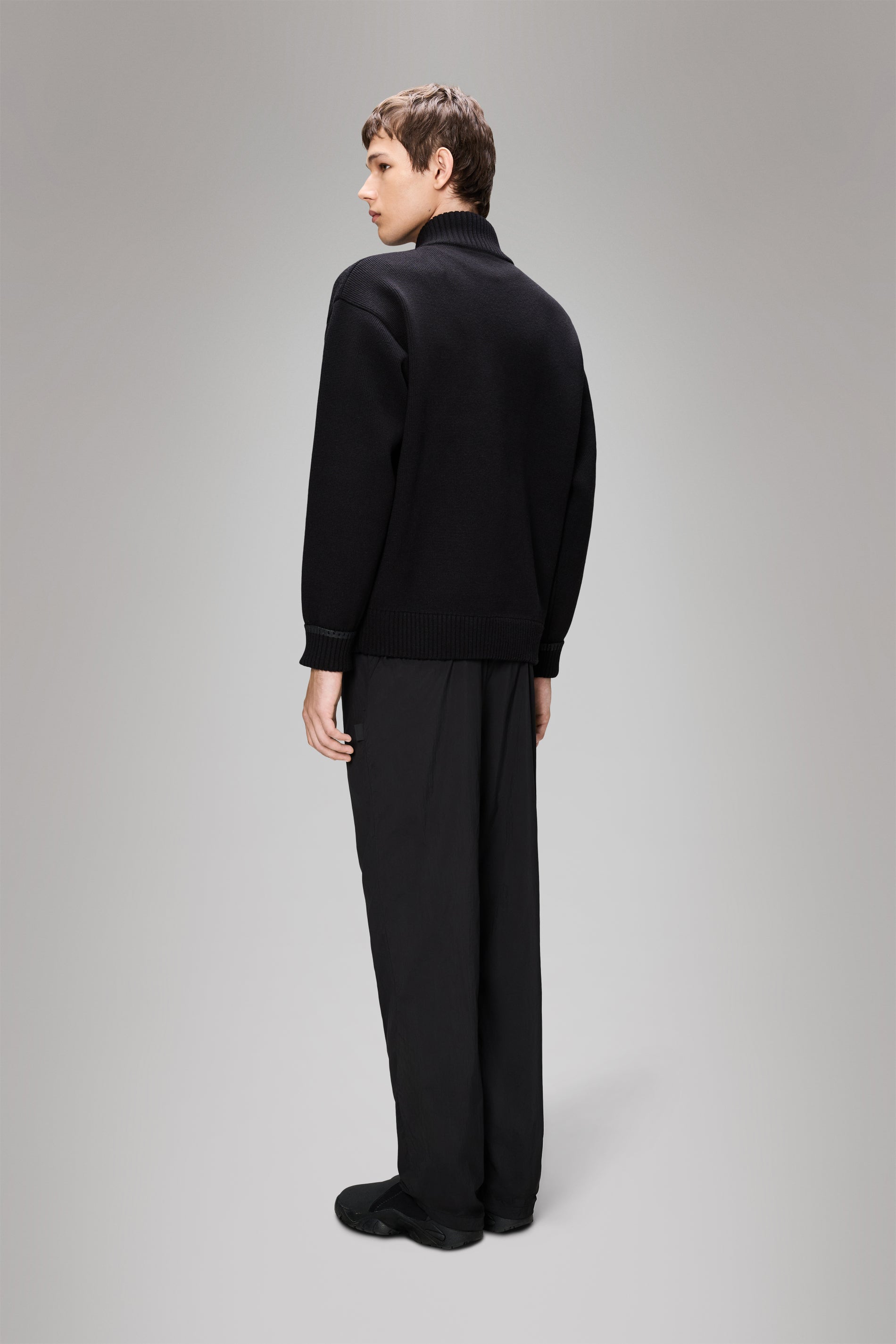 RAINS Sowa Knit Zip Cardigan Black Long Sleeve