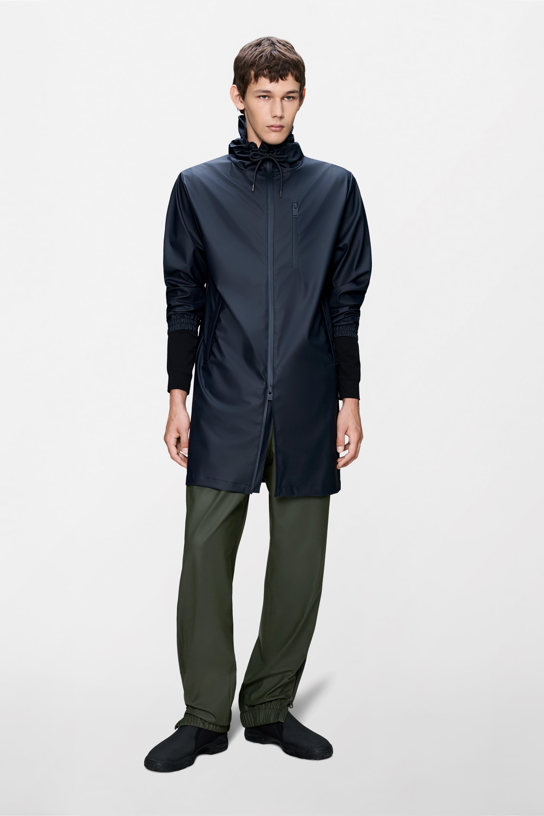 RAINS Long Storm Breaker Navy Jacket