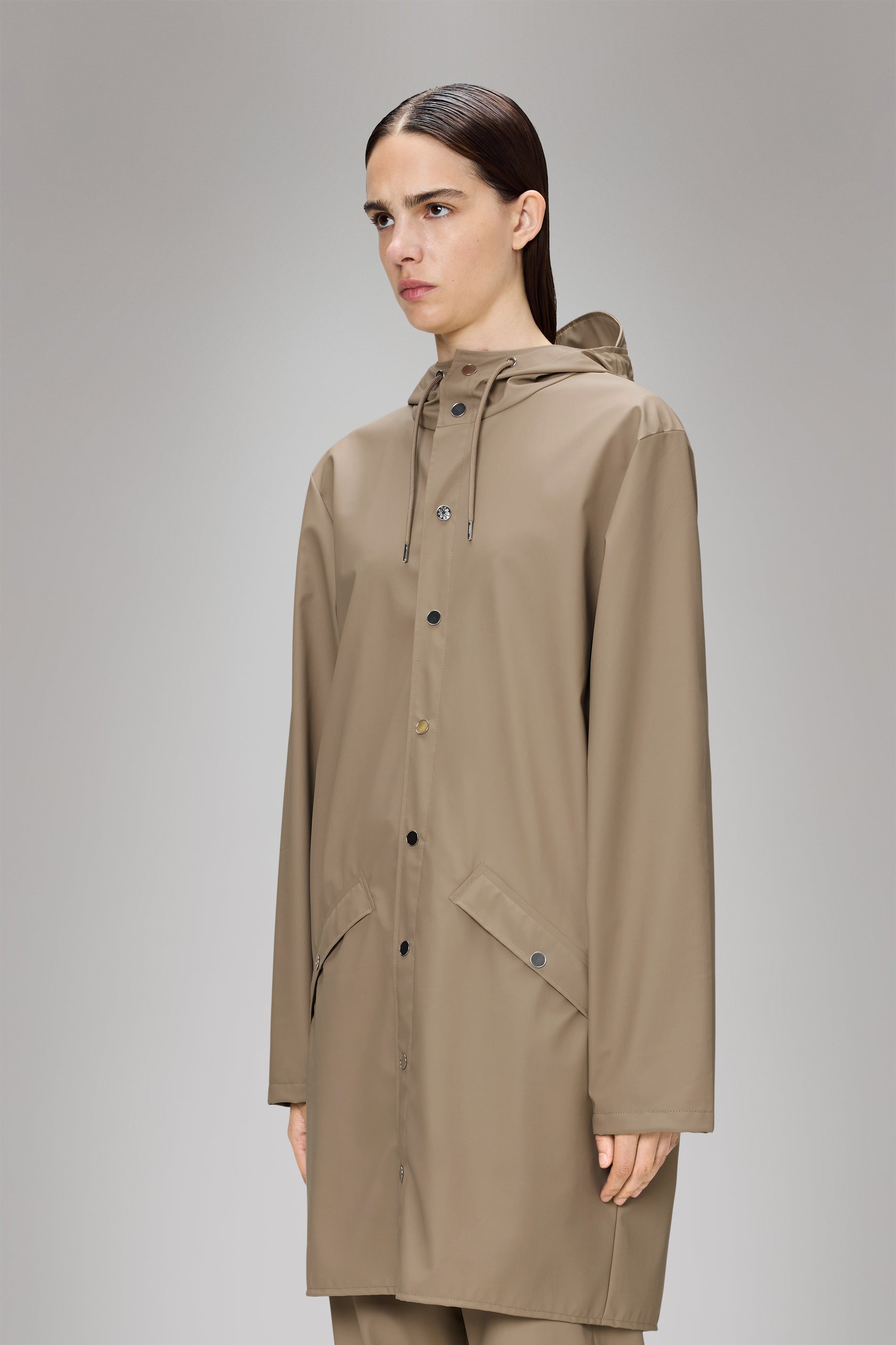 RAINS Long Jacket Beige Jacket