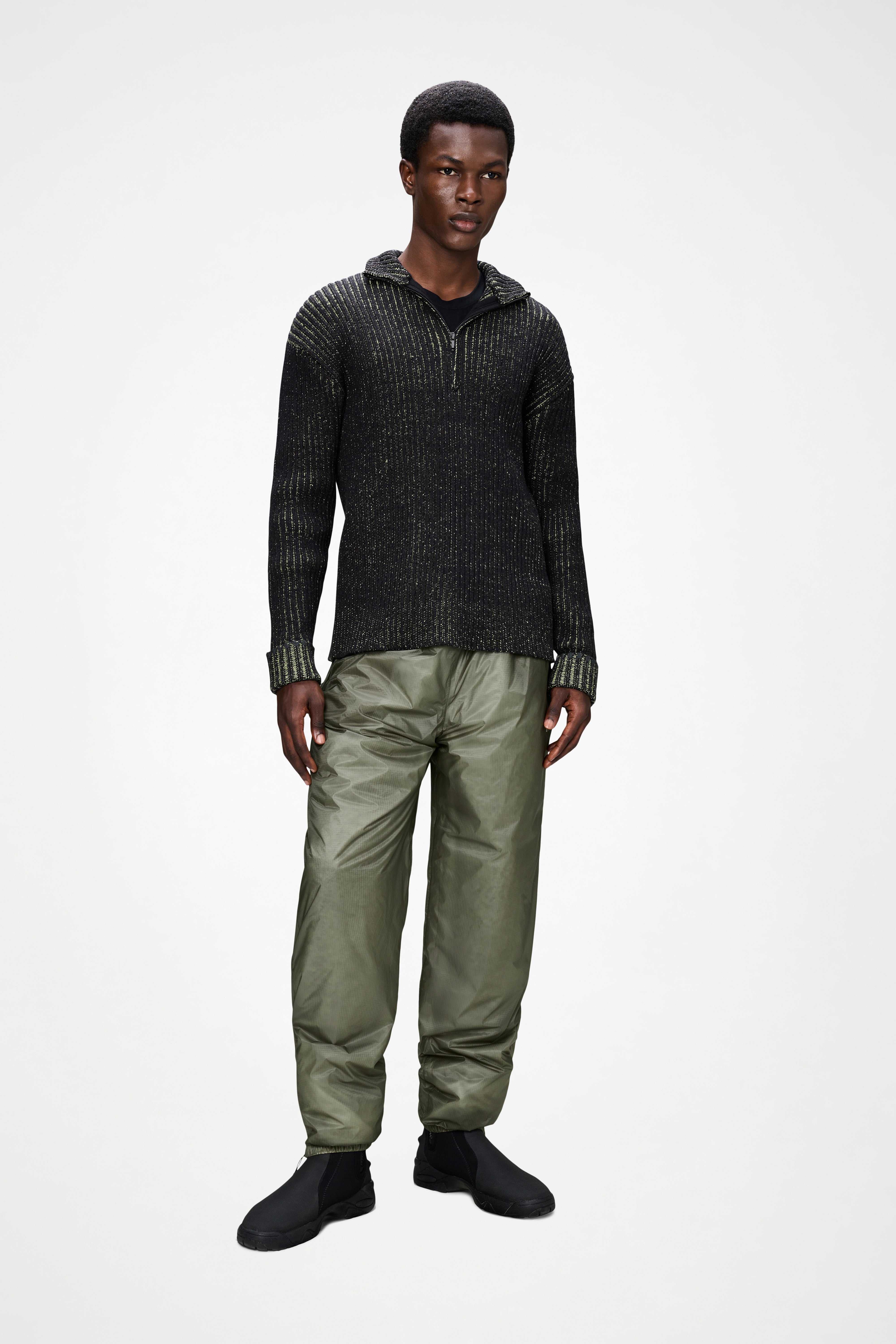 RAINS Sapa Half Zip Knit Black/Acid Long Sleeve