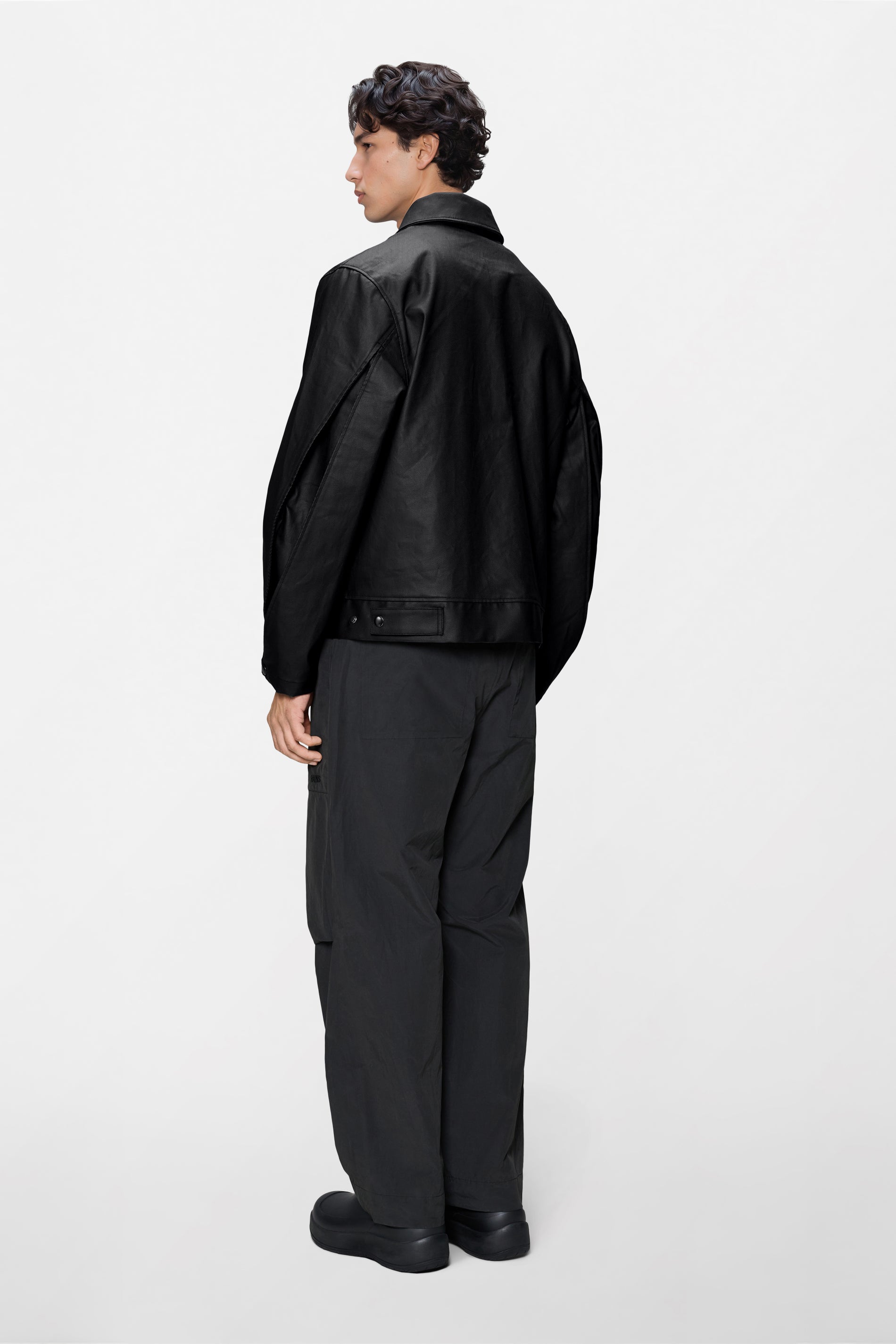 RAINS Heavy Woven Overshirt Black Long Sleeve