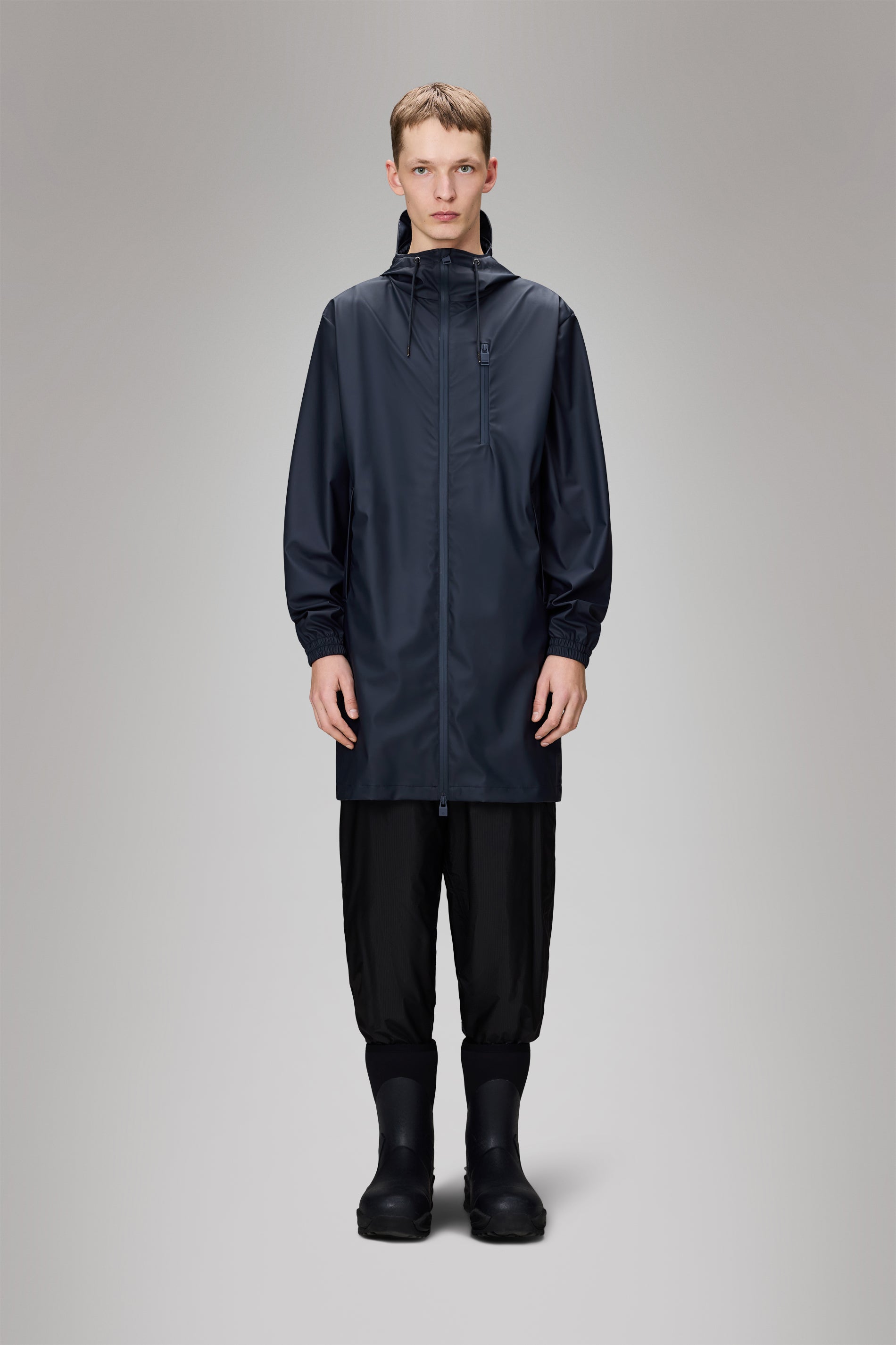 RAINS Long Storm Breaker Navy Jacket