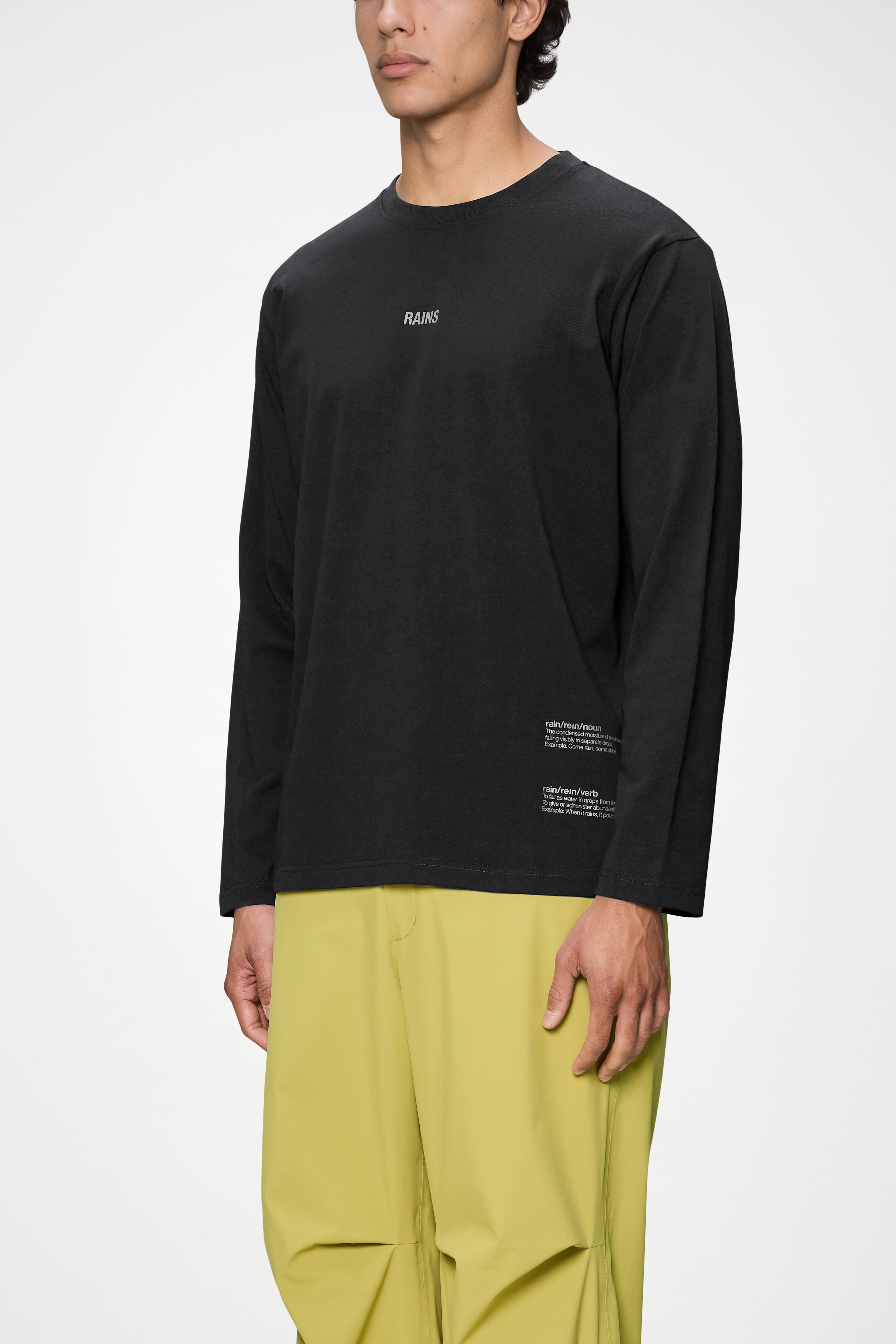 RAINS Classic Long Sleeve T-shirt Rains Black Long Sleeve