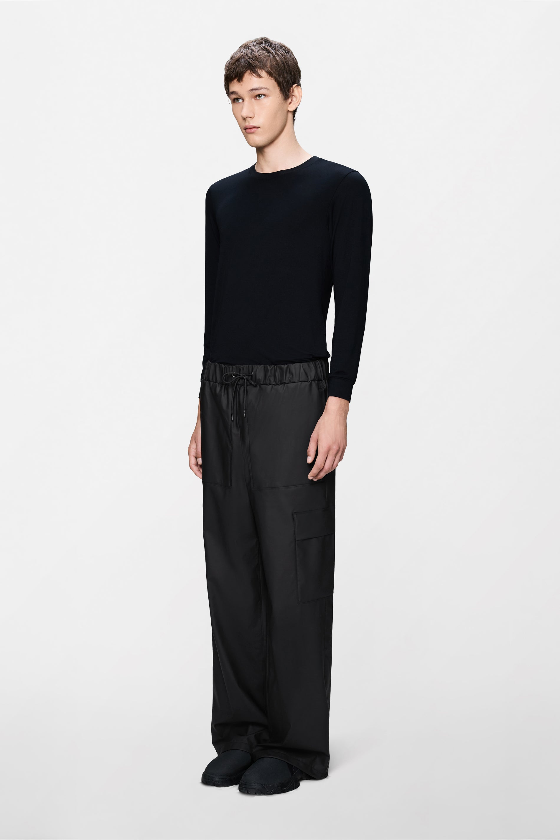 RAINS Cargo Rain Pants Wide Black Pants