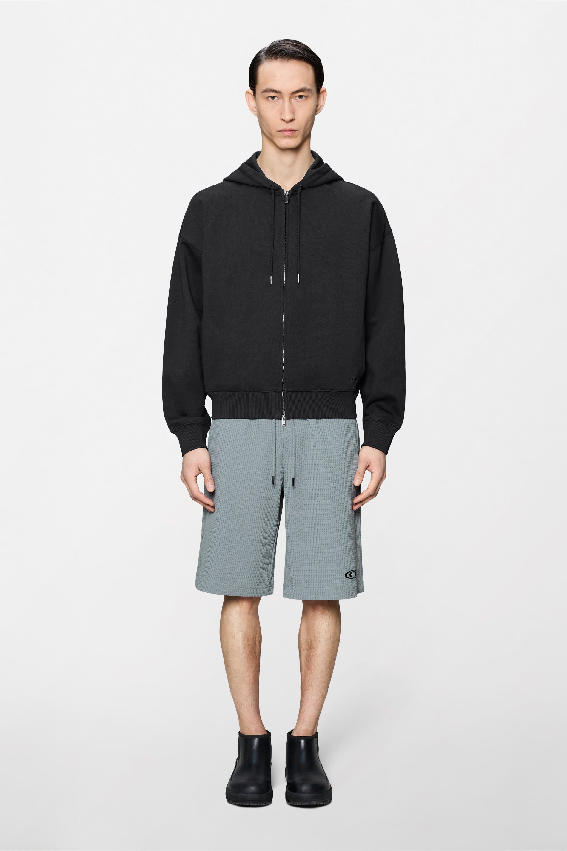 RAINS Classic Zip Hoodie Black Long Sleeve