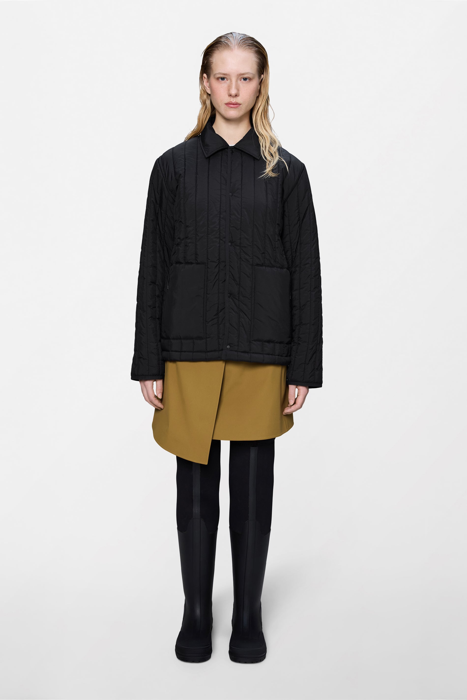 RAINS Banja Liner Overshirt Black Long Sleeve