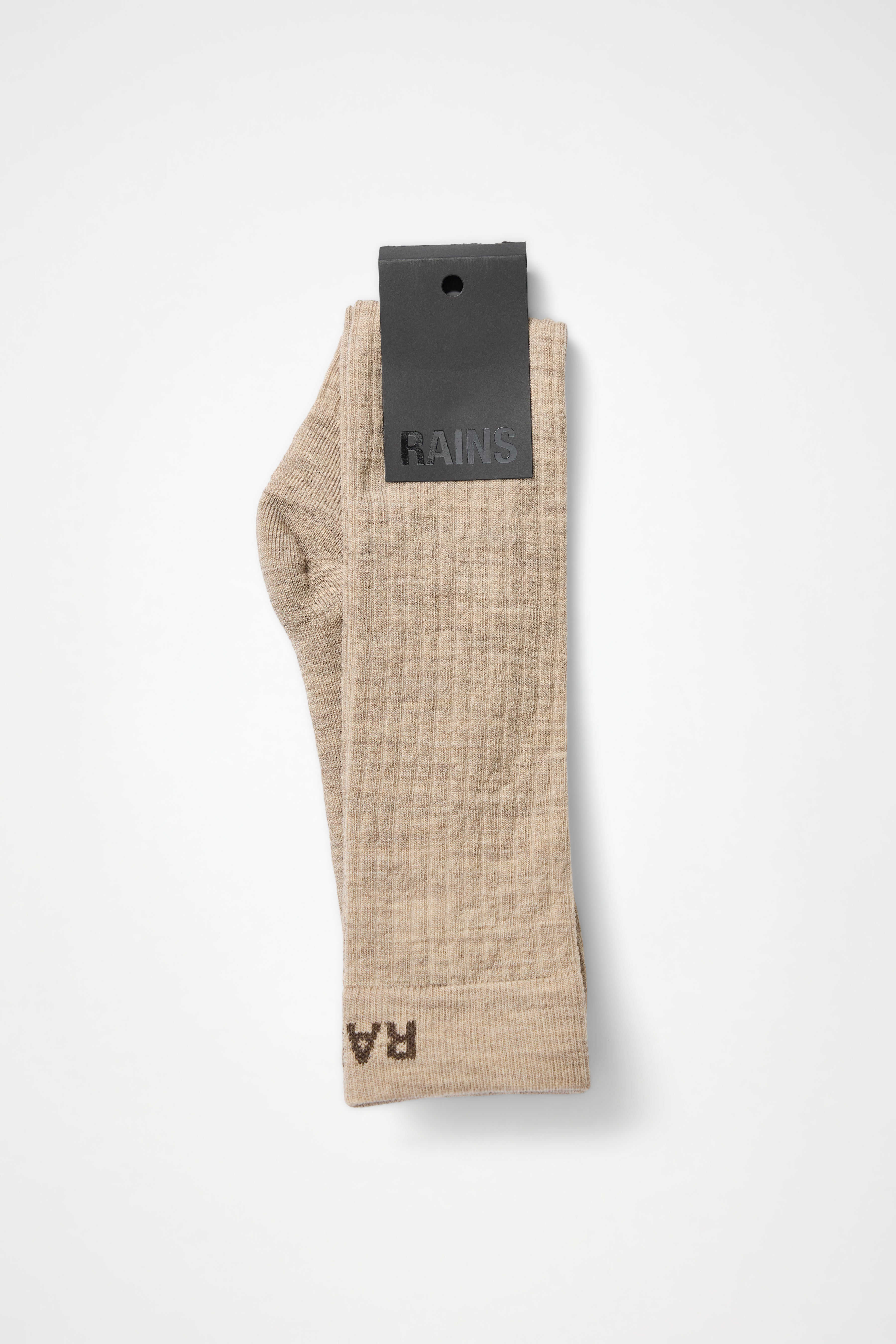 RAINS Logo Knee High Socks Beige Socks