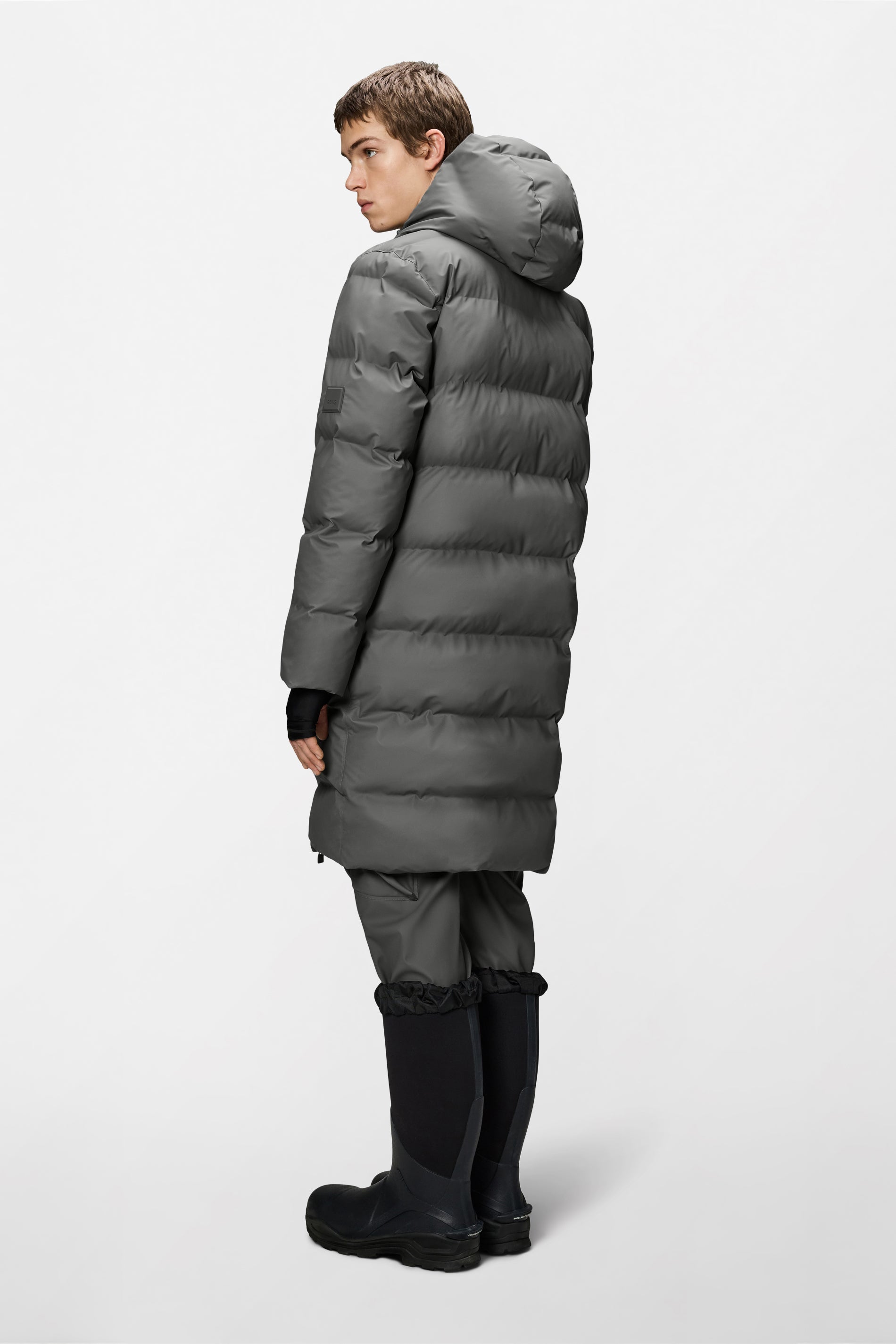 RAINS Alta Longer Puffer Jacket Grey Jacket
