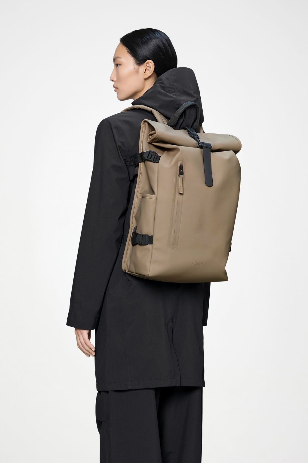 Rains® Rolltop Rucksack Large in Black for $175