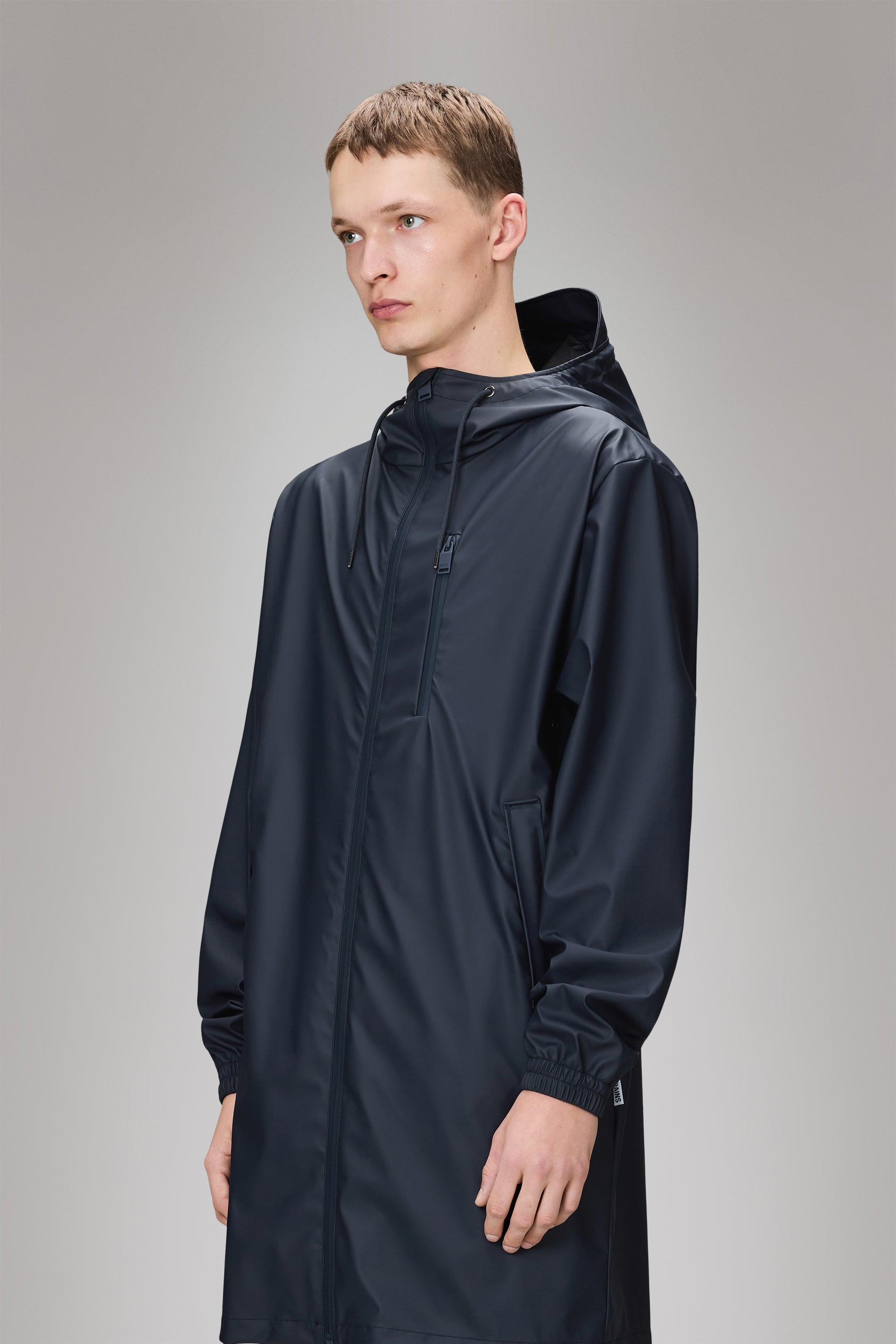 RAINS Long Storm Breaker Navy Jacket