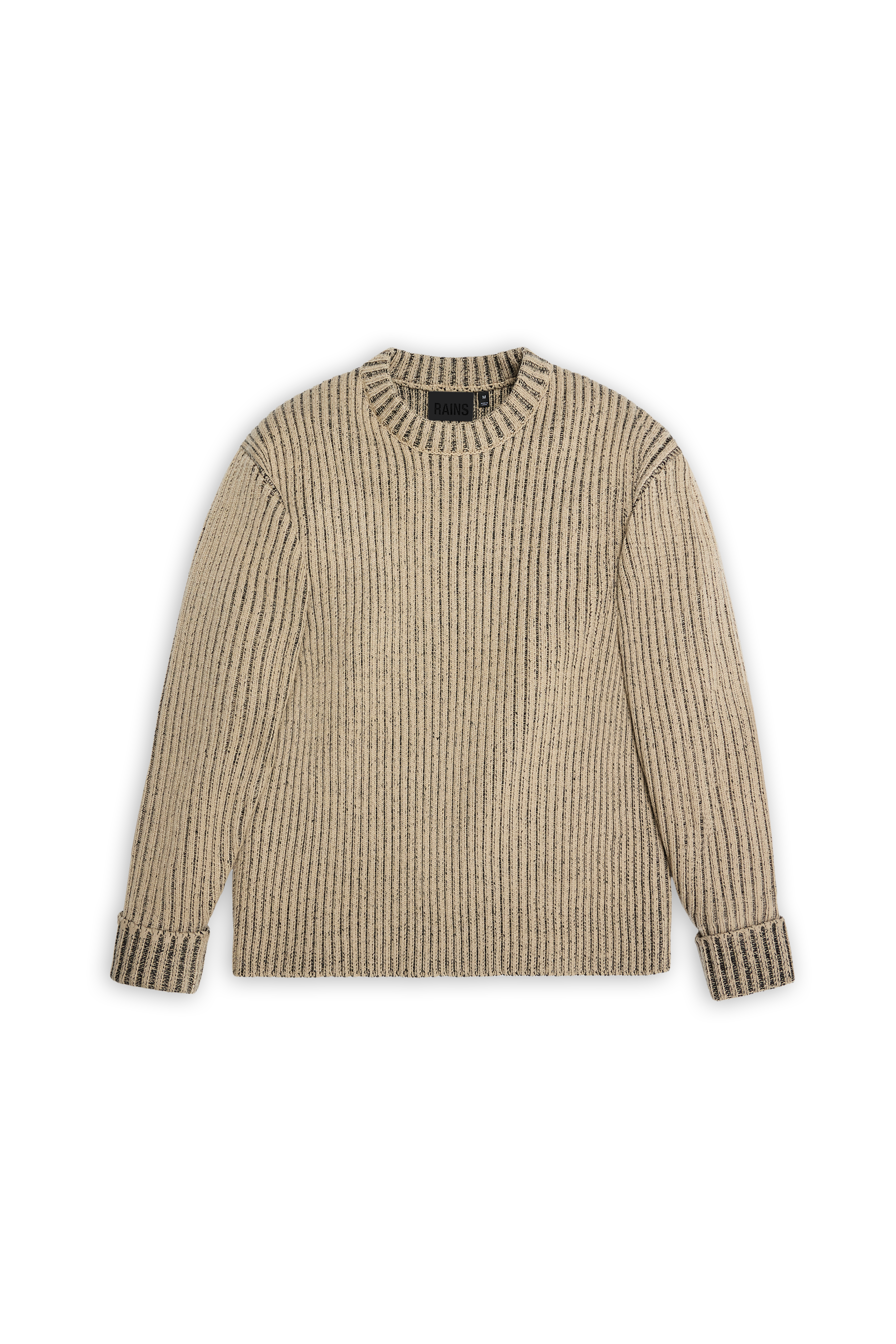 RAINS Sapa Knit Crew Neck Beige/Black Long Sleeve