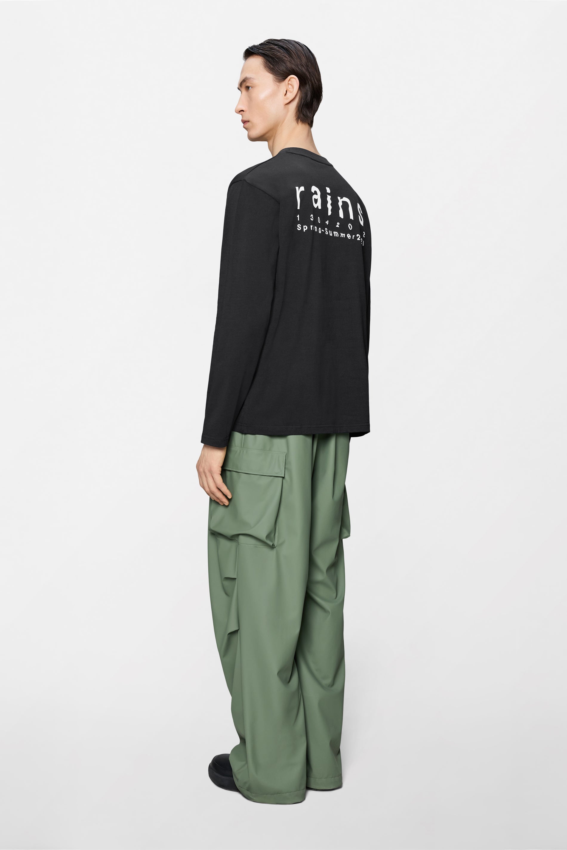 RAINS Classic Long Sleeve T-Shirt Black Long Sleeve