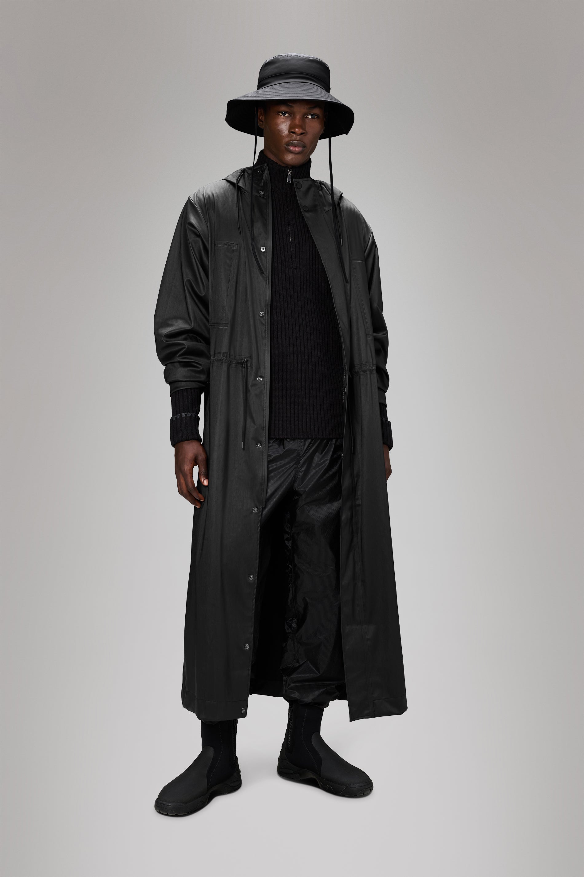 RAINS Bold Longest Jacket Black Grain Jacket