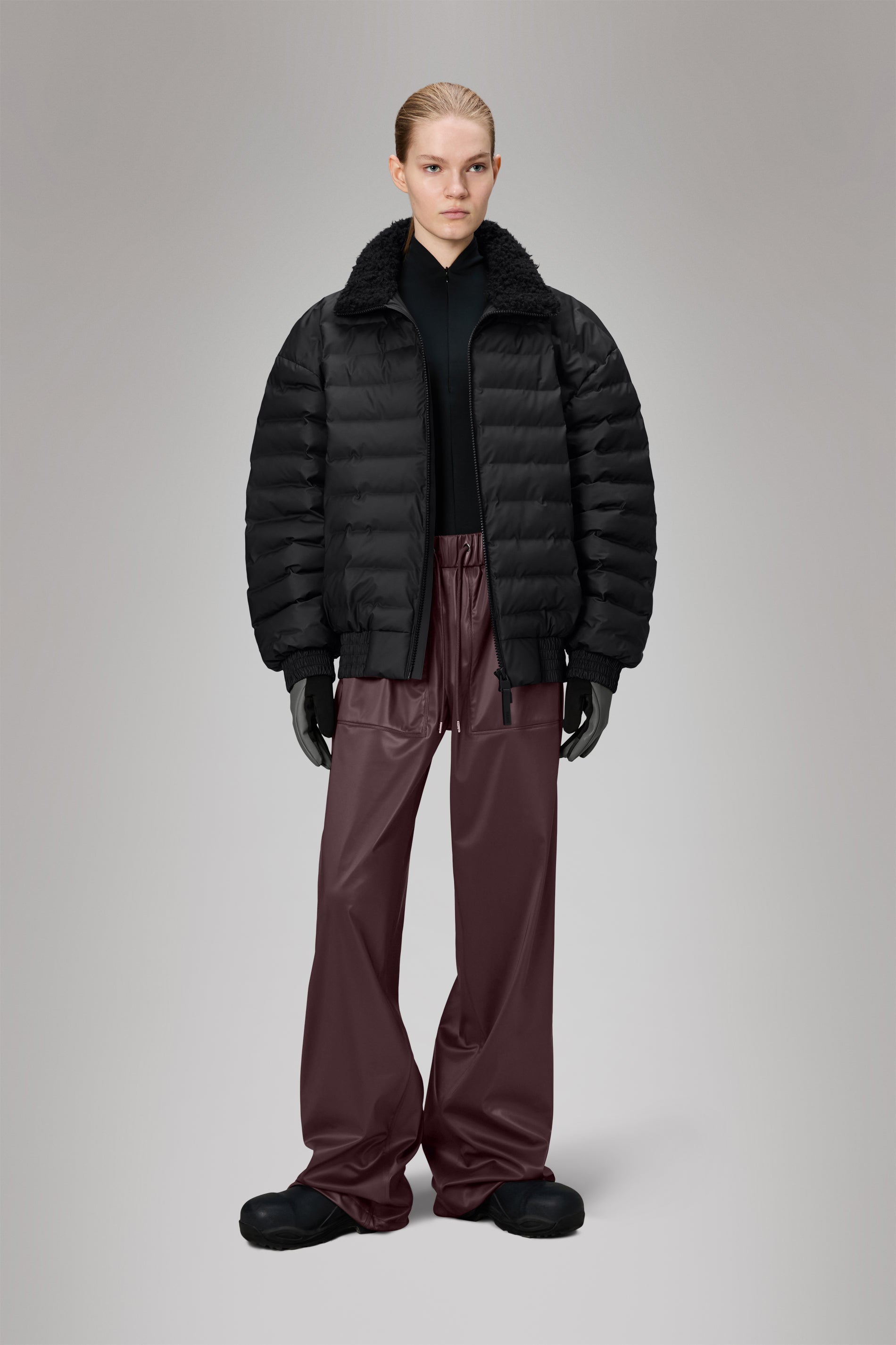 RAINS Lohja Vision Puffer Bomber Jacket Black Jacket