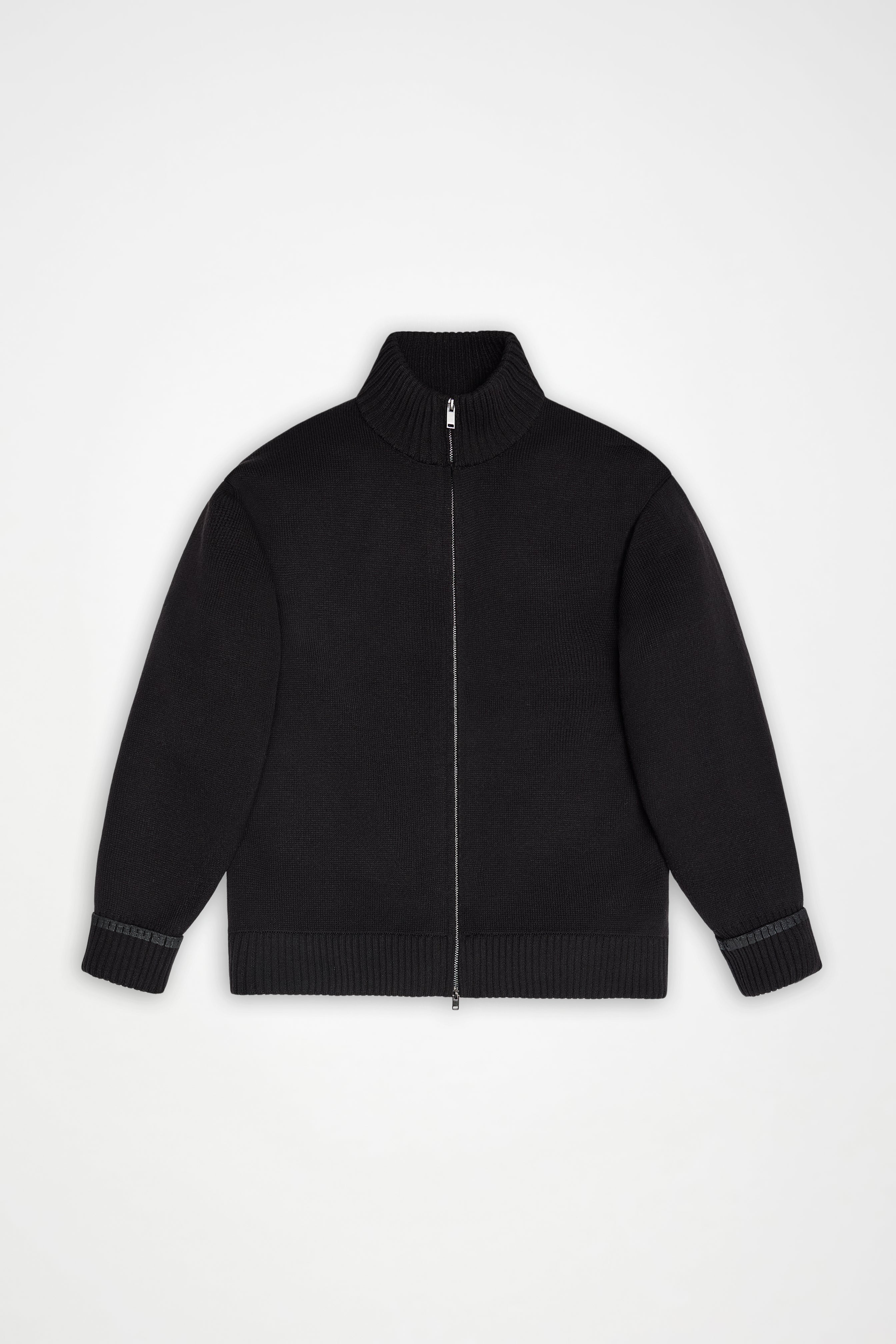 RAINS Sowa Knit Zip Cardigan Black Long Sleeve