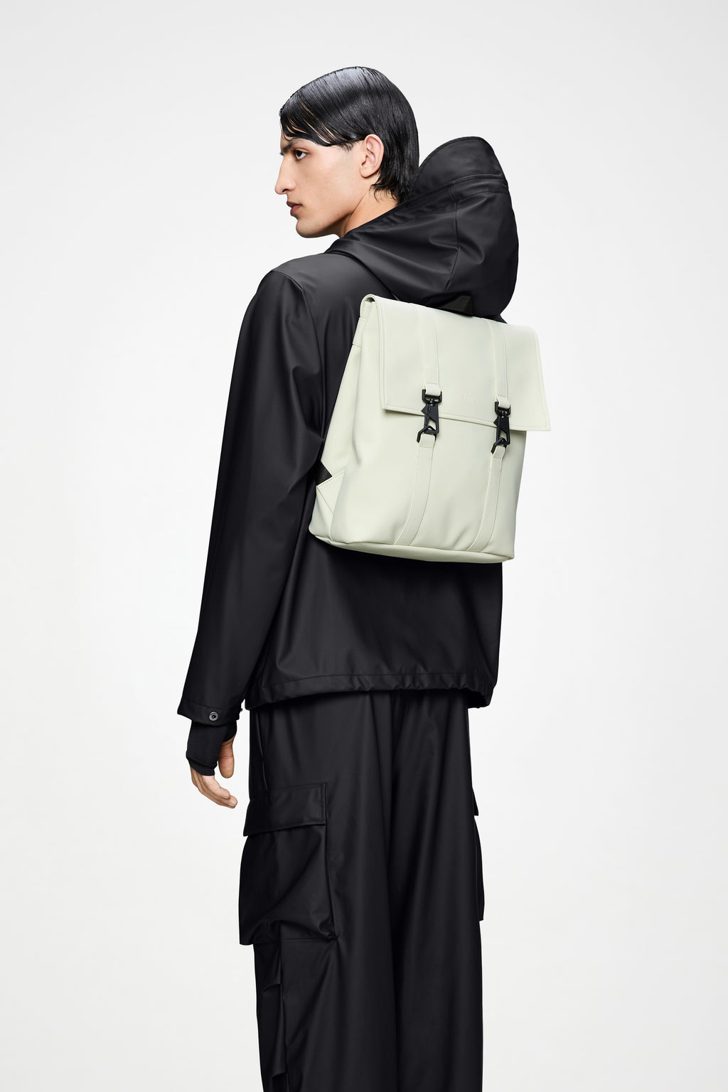 rains black msn backpack Rains® MSN Bag Mini in Black for $110