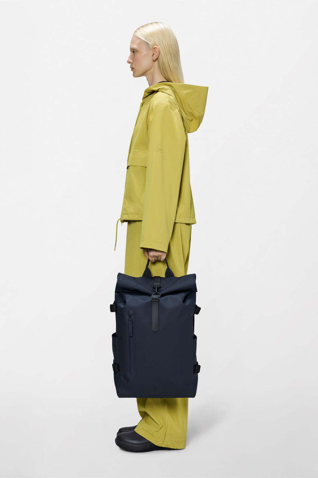 Rains® Rolltop Rucksack Large in Beige for $175