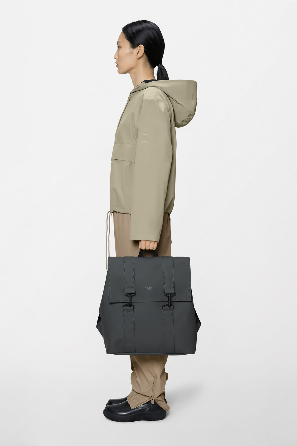 rains msn water resistant backpack Rains® MSN Bag in Black for $125