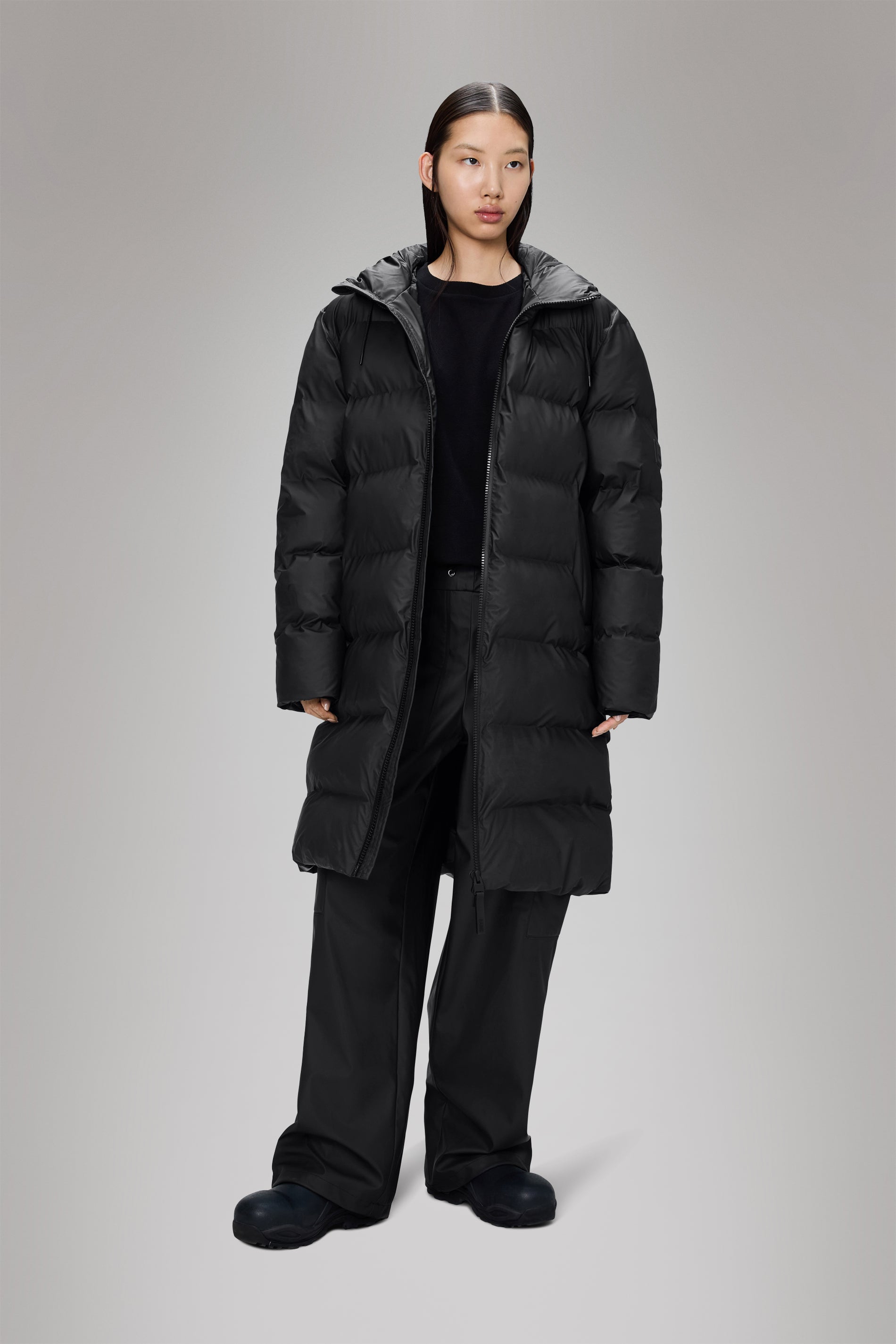 RAINS Alta Longer Puffer Jacket Black Jacket