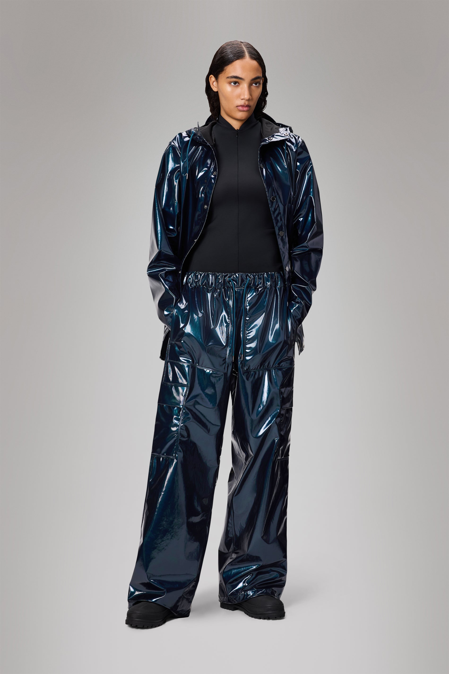 Rains® Cargo Rain Pants Wide in Coal for $150 | Free Shipping