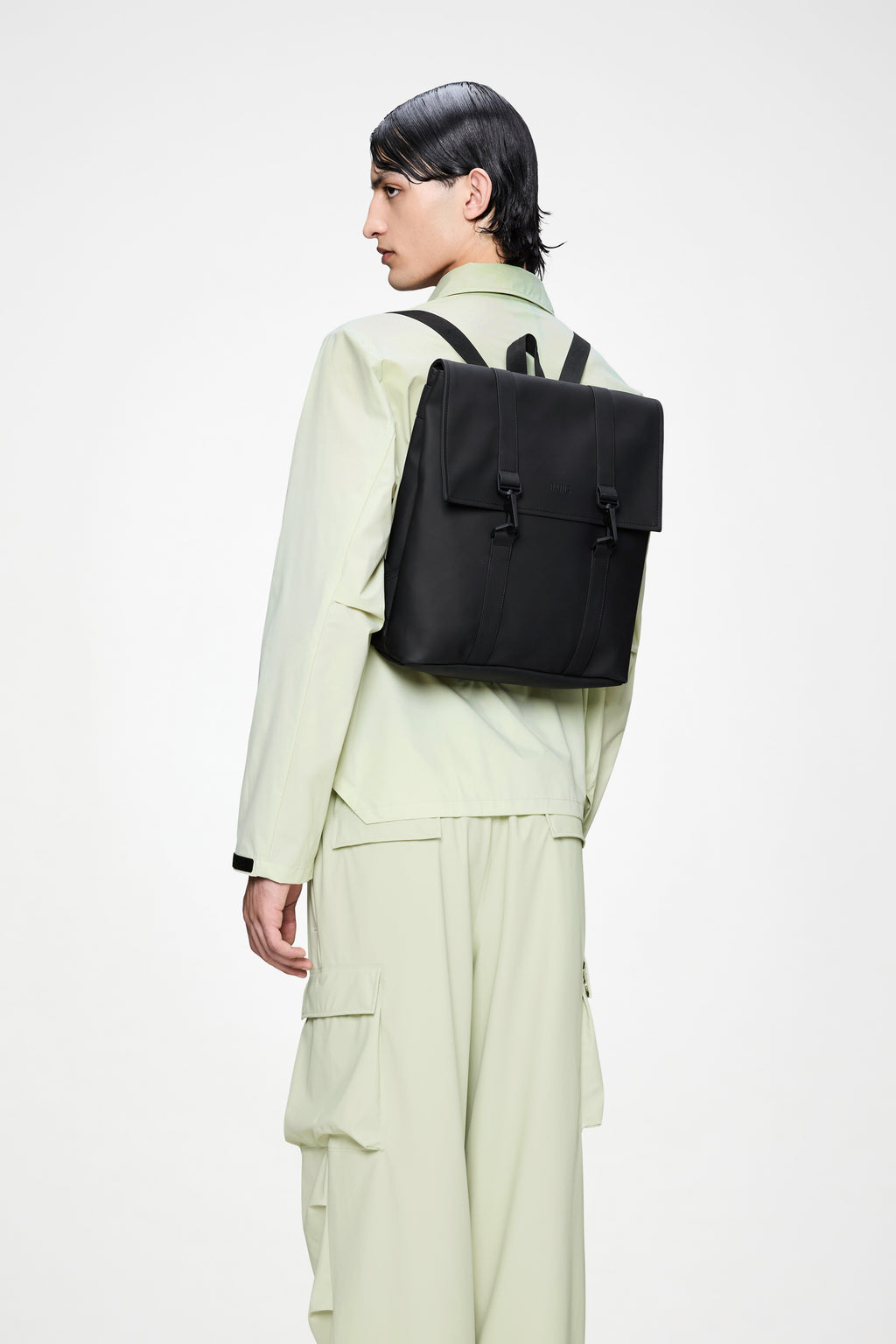 rains black msn backpack Rains® MSN Bag Mini in Black for $110