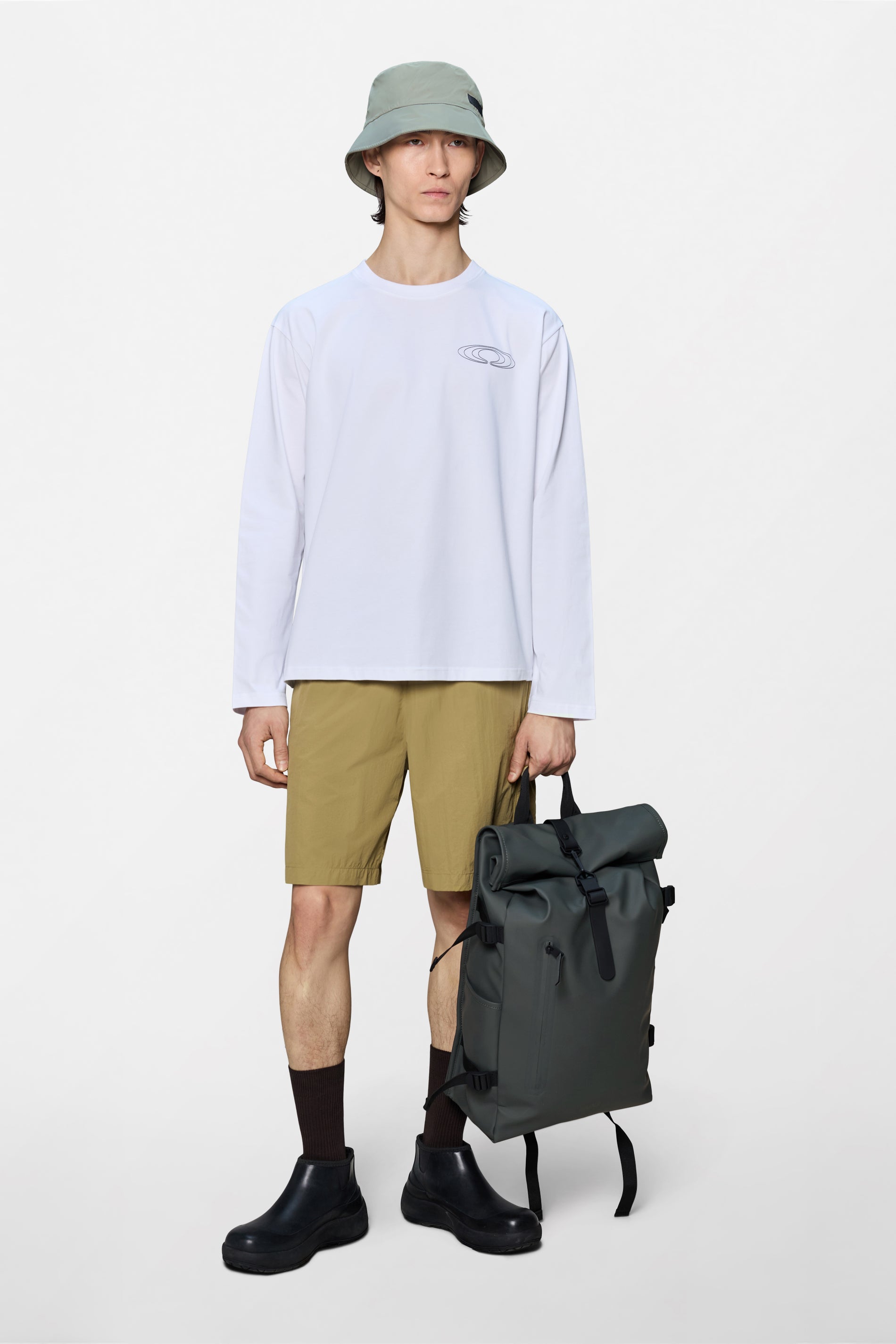 RAINS Classic Long Sleeve T-Shirt White Long Sleeve