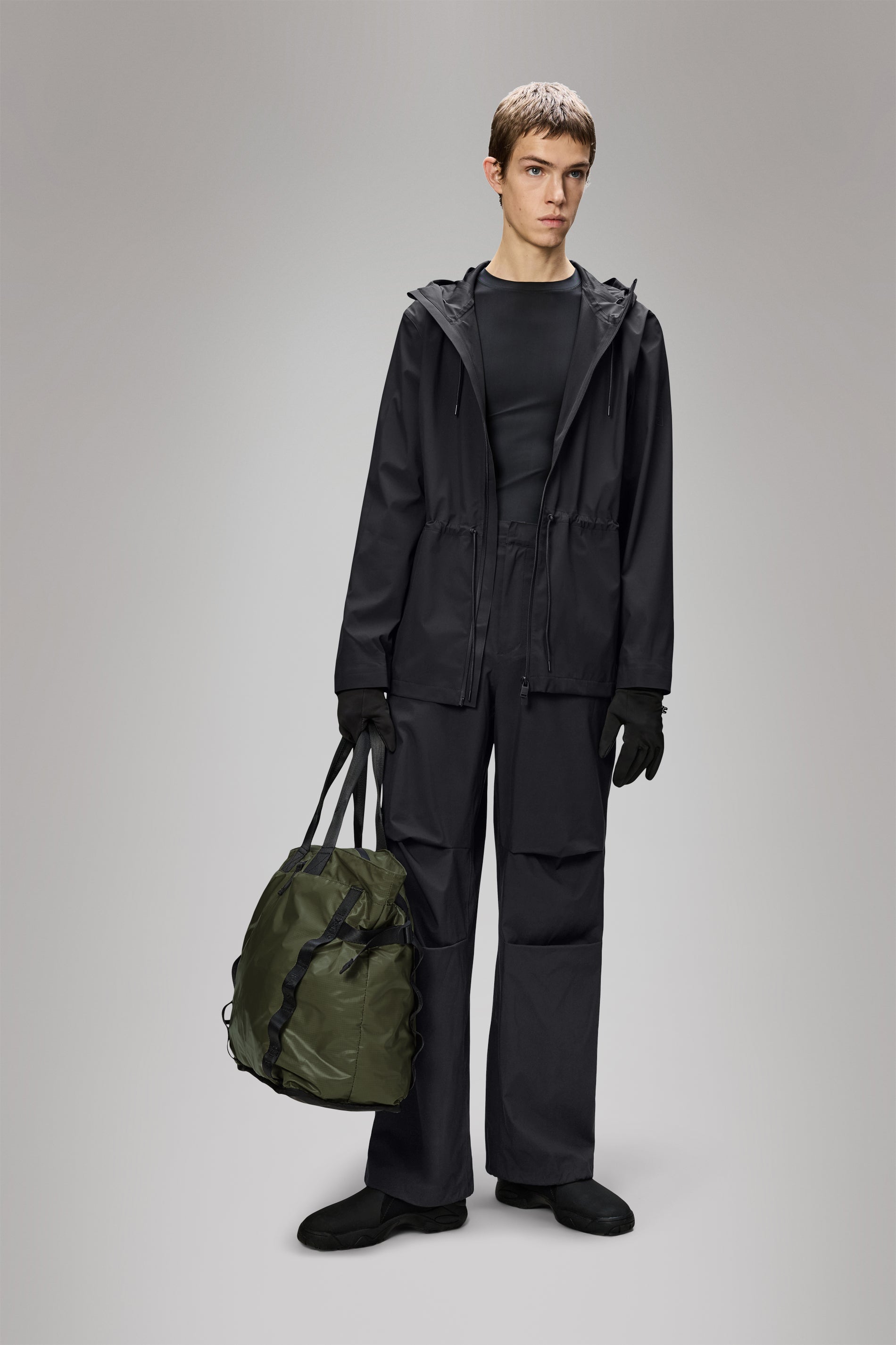 RAINS Suva Hardshell Pants Wide Black Pants