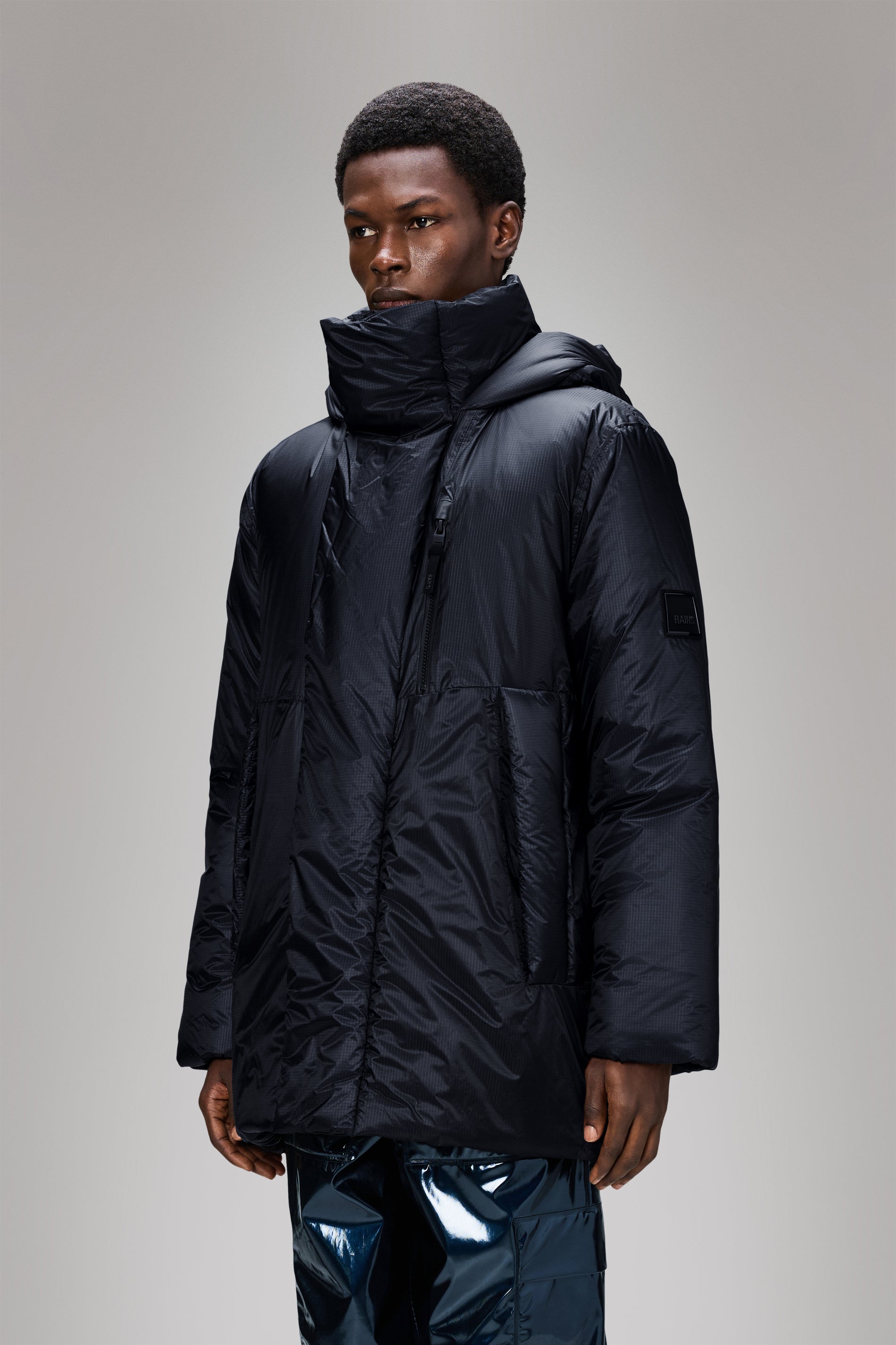 RAINS Torna Insulated Long Jacket Navy Jacket