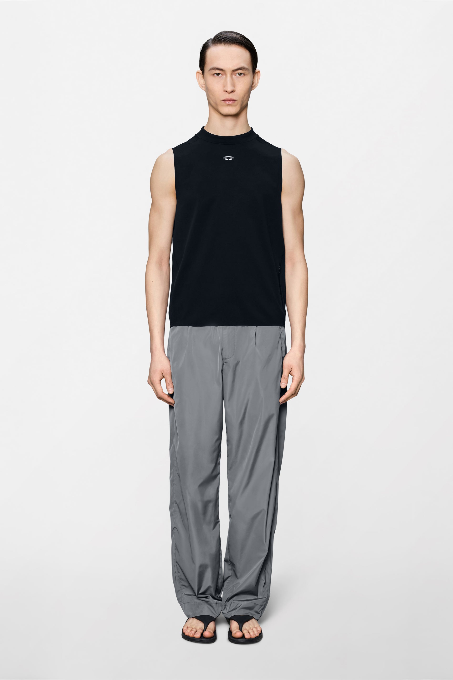 RAINS Warm Up Tank Top Black Short Sleeve