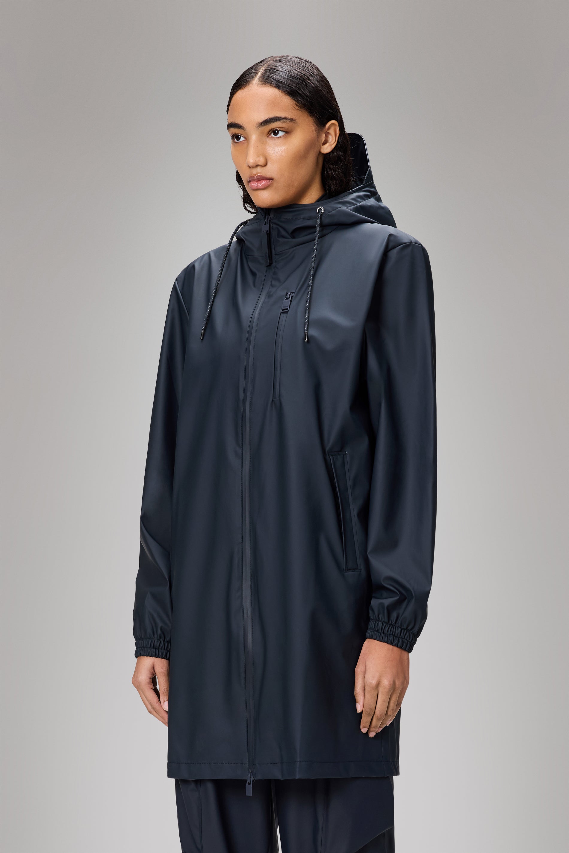 RAINS Long Storm Breaker Navy Jacket
