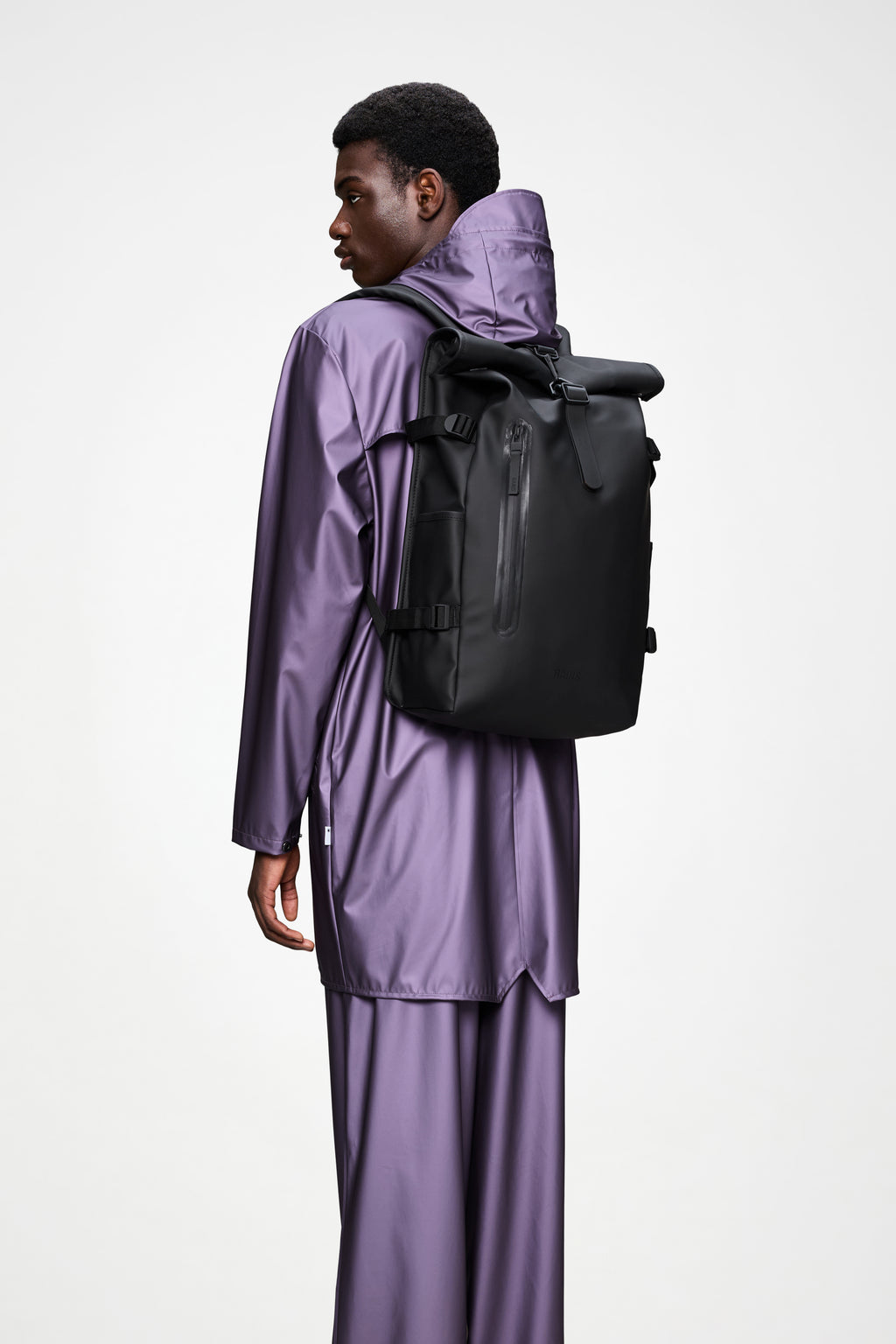 rains oversize backpack Rains® Rolltop Rucksack Large in Black for $175